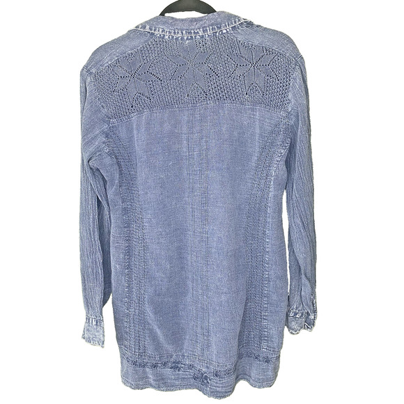 American South Side Shirt Womens XL Embroidered Denim Long Sleeve Peru Made - Picture 4 of 11